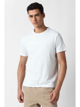 Van Heusen - Men White Solid Crew Neck T-Shirt