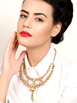 Odette - Beige Floral Metal Thread Necklaces