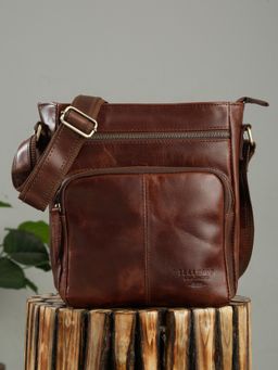 Teakwood - Men's Leather Brown Messenger Bag
