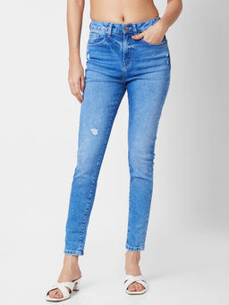 Spykar - High Rise Super Skinny Blue Jeans for Women