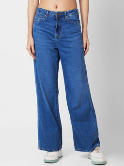 Spykar - High Rise Bella-Wide Blue Jeans for Women