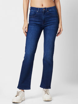 Spykar - Mid Rise Slim Straight Fit Blue Jeans for Women