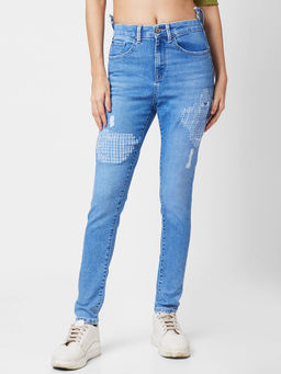 Spykar - High Rise Super Skinny Blue Jeans for Women