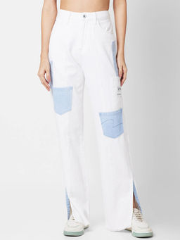 Spykar - High Rise Straight Fit White Jeans for Women