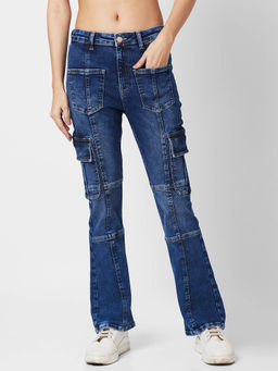 Spykar - Mid Rise Bootcut Blue Jeans for Women
