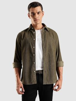 Tommy Hilfiger - Olive Textured Regular Fit Cotton Shirt