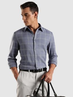 Tommy Hilfiger - Grey Checks Regular Fit Cotton Shirt