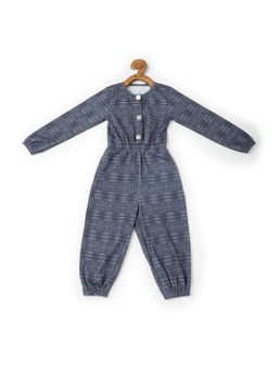 Tic Tac Toe Kids - Girls Checks Print Jumpsuit