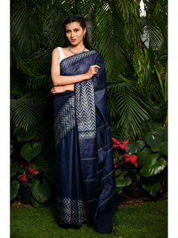 Beatitude - Blue Handwoven Kota Banswara Silk Saree with Unstitched Blouse
