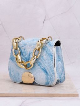 Haute Sauce - Blue & White Tie and Dye Printed Vegan Leather Hand Bag