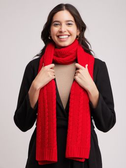 FABLE STREET - LivSoft Cable Knit Muffler - Red
