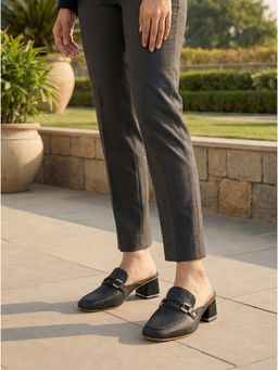 SHOE BEE - Women Black Box Mules Heels