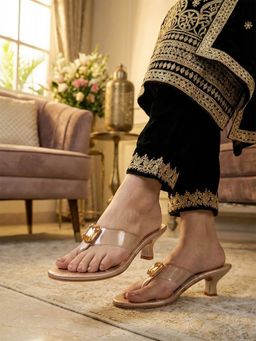 SHOE BEE - Women Gold Kitten Heels