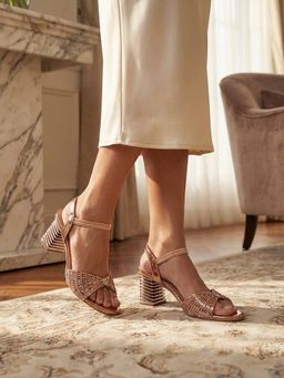SHOE BEE - Women Rose Gold Block Heels