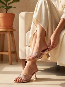 SHOE BEE - Women Rose Gold Block Heels
