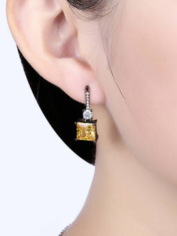 Yellow Chimes - Yellow Square Drop Earrings