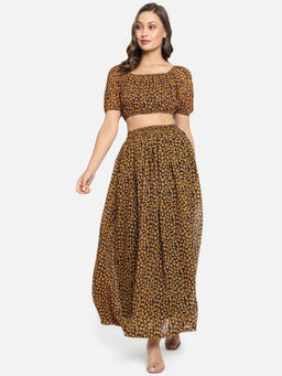 Trend Arrest - Yellow Floral Print Co-ord (set Of 2)