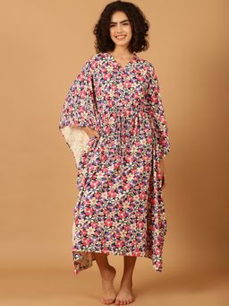 Blissence - Women Multi Floral Printed Kaftan Nightdress