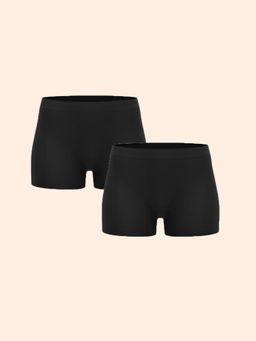 Underneat - Women Full Coverage Cut Comfort High Waisted Boy Shorts Black (Pack of 2)