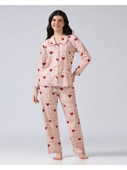 HOUSE OF COMFORT - Women Printed Nightsuit Pink
