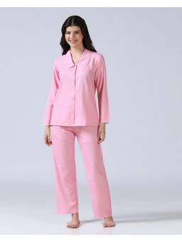 HOUSE OF COMFORT - Striped Peter-Pan Collar Long Sleeves Nightsuit