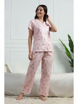 HOUSE OF COMFORT - Women Pink Bunny Printed Shirt And Pyjama