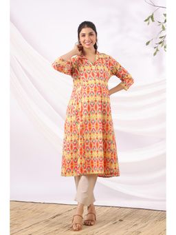 CRAFIQA - Rangrez Ikat Cotton Maternity - Nursing Kurta