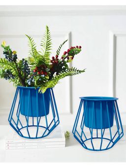 Homesake - Mint Blue Combo of 2 Table Metallic Stand,Trapezium