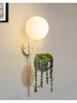 Homesake - Geometric Wall Lamp with Storage Planter,Round, White