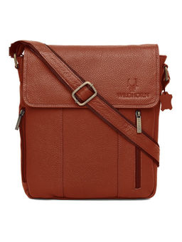 WILDHORN - Tan Classic Leather Sling Bag for Men I Office Bags I Travel Bags I Adjustable Strap