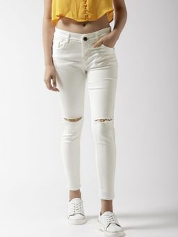 Twenty Dresses by Nykaa Fashion - White Shred A Light Jeans