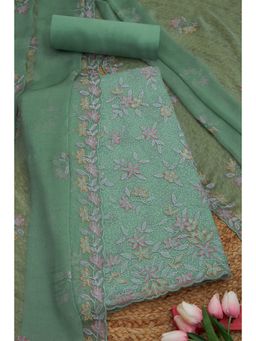 Soch - Turquoise Embroidered Unstitched Kurta with Bottom and Dupatta (Set of 3)