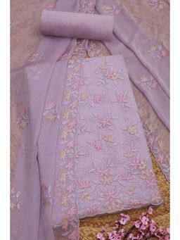 Soch - Lavender Embroidered Unstitched Kurta with Bottom and Dupatta (Set of 3)