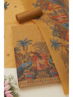 Soch - Light Yellow Print Unstitched Kurta with Bottom and Dupatta (Set of 3)