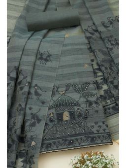 Soch - Grey Print Unstitched Kurta with Bottom and Dupatta (Set of 3)