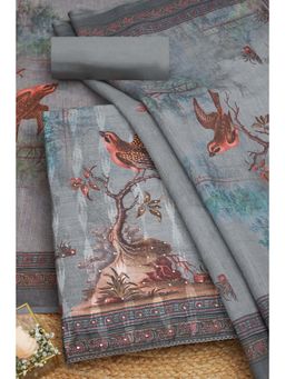 Soch - Grey Linen Woven Design Unstitched Kurta with Bottom and Dupatta (Set of 3)