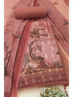 Soch - Pink Linen Woven Design Unstitched Kurta with Bottom and Dupatta (Set of 3)