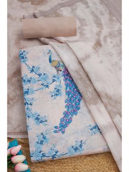 Soch - Beige Linen Unstitched Kurta with Bottom and Dupatta (Set of 3)