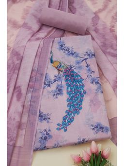 Soch - Light Purple Linen Unstitched Kurta with Bottom and Dupatta (Set of 3)