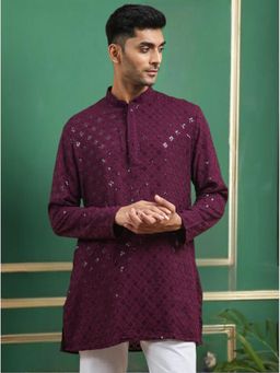 TATTVA - Purple Toned Chikankari Cotton Short Kurta