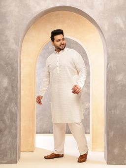 SOJANYA - Men Cotton Cream Chikankari Kurta
