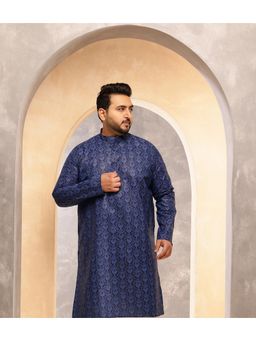 SOJANYA - Men Cotton Blend Navy Blue Printed Only Long Kurta