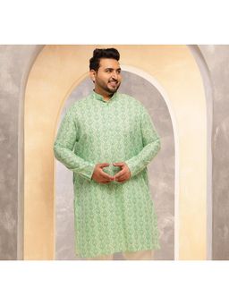 SOJANYA - Men Cotton Blend Pista Green Printed Only Long Kurta