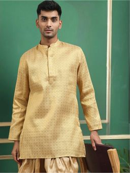 TATTVA - Gold Toned Brocade Polyester Short Kurta
