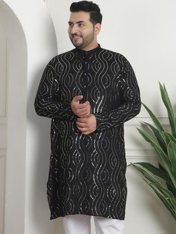 SOJANYA - Men Cotton Designer Black Long Kurta
