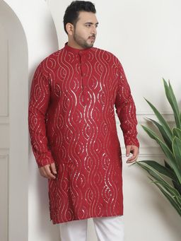 SOJANYA - Men Cotton Designer Maroon Long Kurta