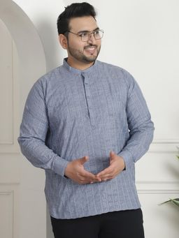 SOJANYA - Men Cotton Woven Design Grey Short Kurta