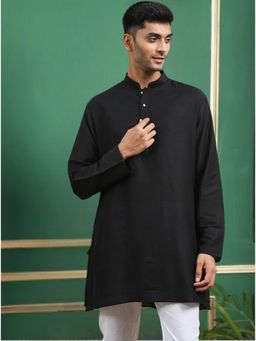 TATTVA - Black Toned Embroidered Cotton Short Kurta