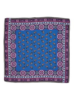 The Tie Hub - Paisley Blue & Pink Silk Pocket Square