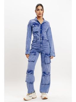 FREAKINS - Denim Violet Wash Carpenter Jumpsuit